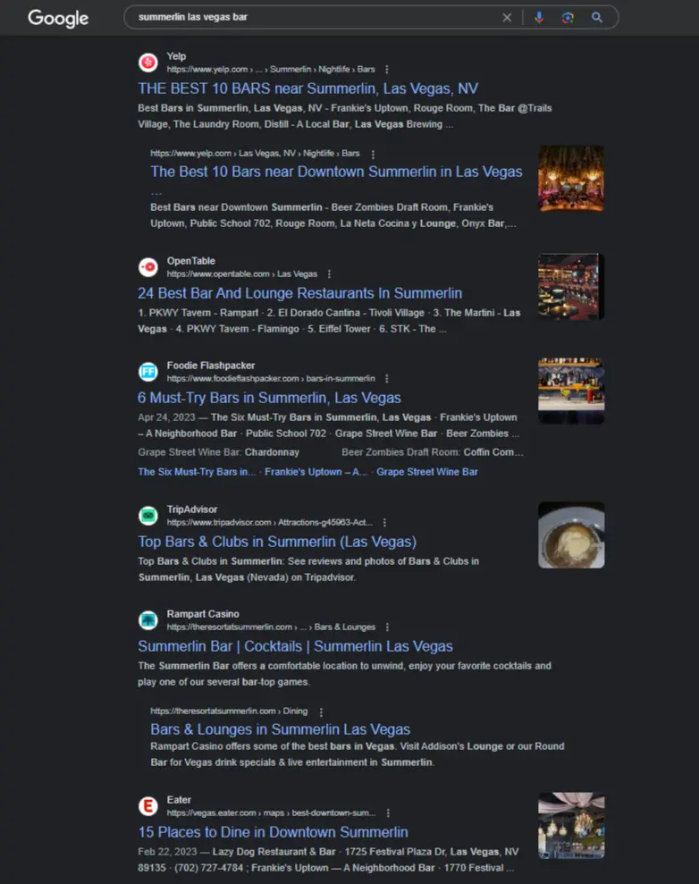 Bar Website SEO