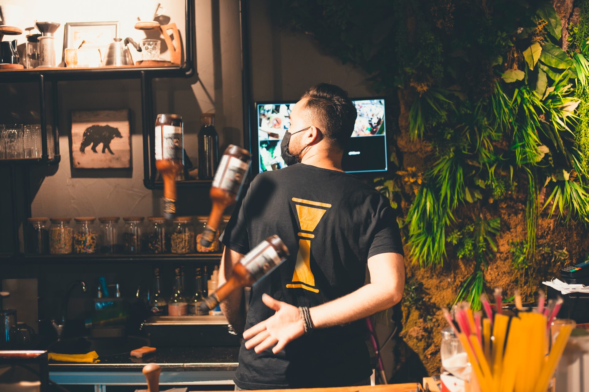 mixing cocktails
